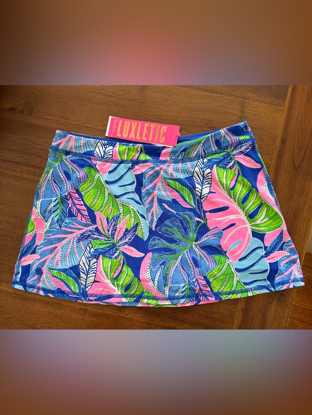 Lilly Pulitzer MINI AILA SKORT UPF 50+, BLUE GROTTO BELEAF IN YOURSELF